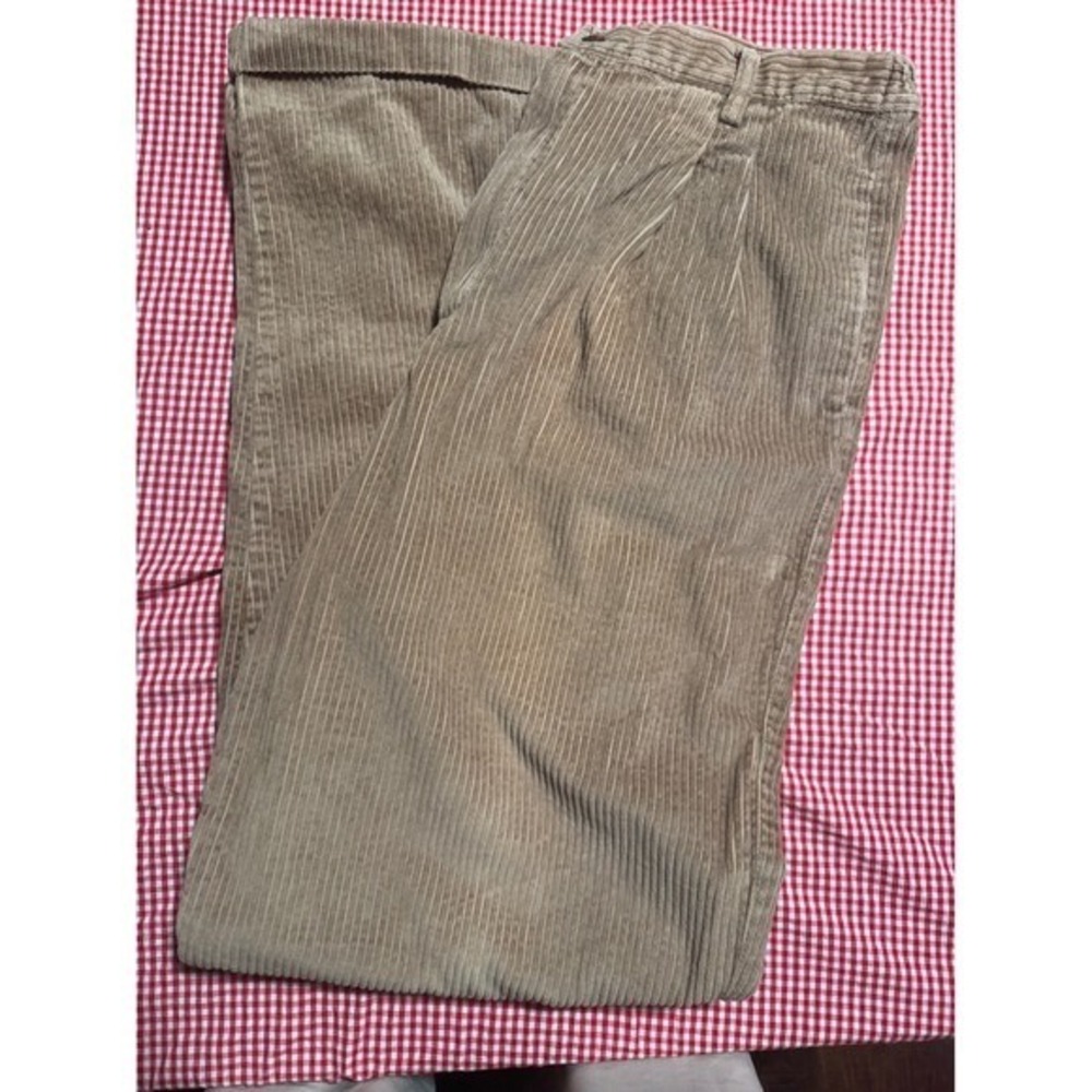 Eddie Bauer Womens Corduroy Pants Tan Tall Grand Size 14 Pleated Casual‎ Comfort